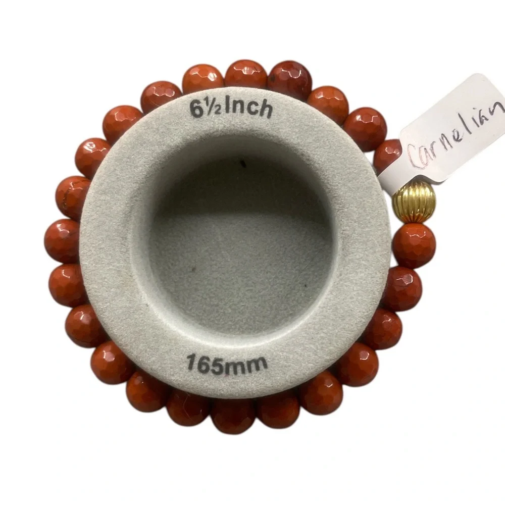Orange Carnelian Faceted Gemstone Bracelet - Picture 2 of 7